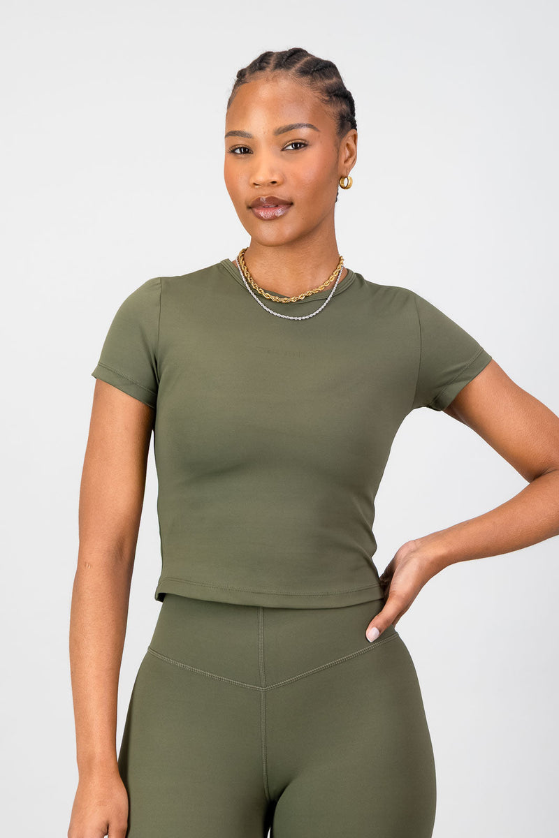 Olivia Fitted Tee - Olive