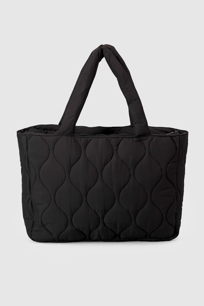 Quilted Tote Bag - Black